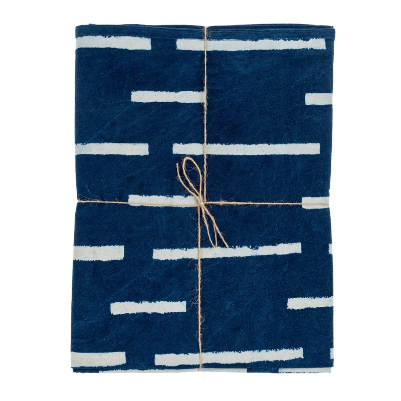 Indigo Stripes Block Print Tablecloth