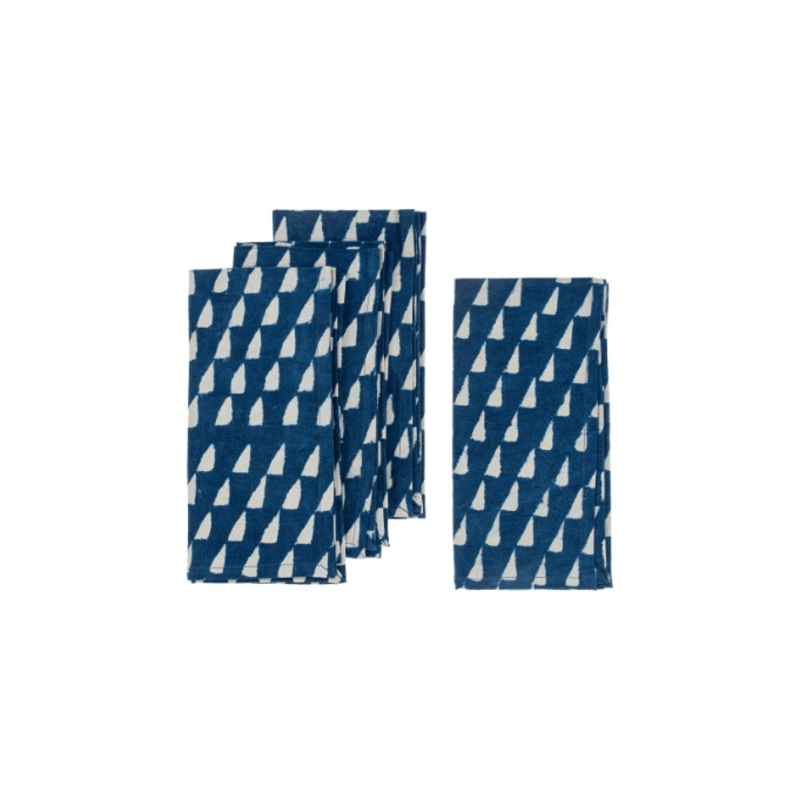 Indigo Triangles Napkins Set