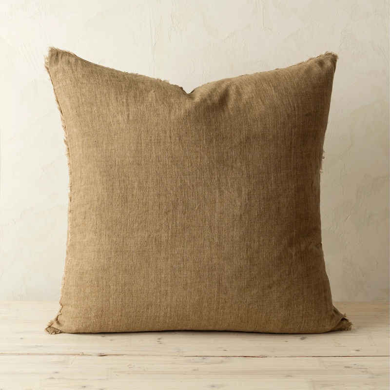 Lina Linen Pillow 24"x24" - Hazelnut