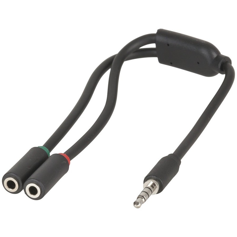 3.5mm 4 Pole Plug to 2 x 3.5mm Socket Cable - 250mm