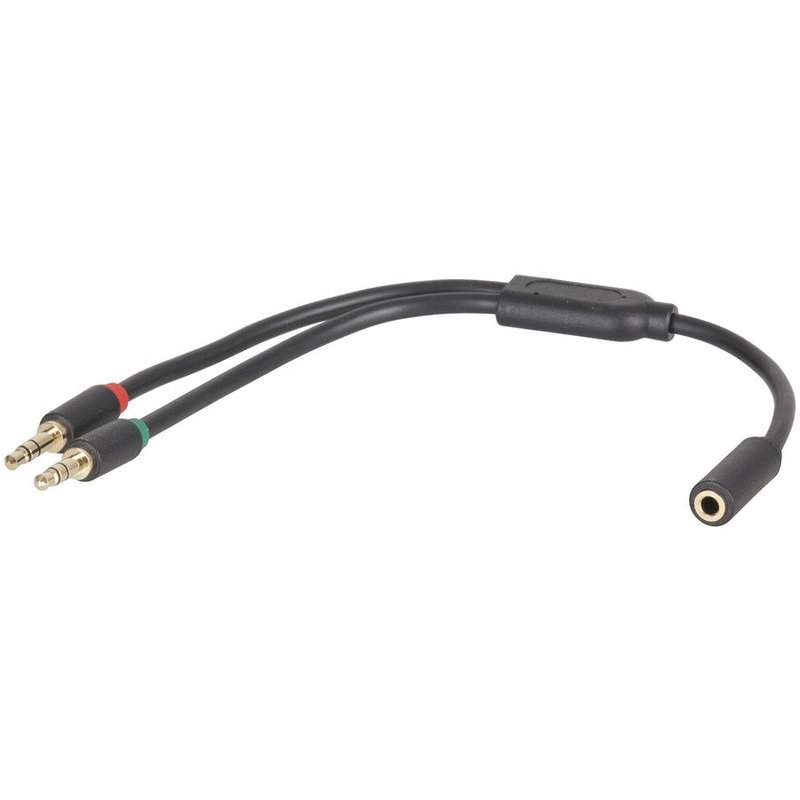 3.5mm 4P Skt - 2x3.5mm Plug Cable - 250mm