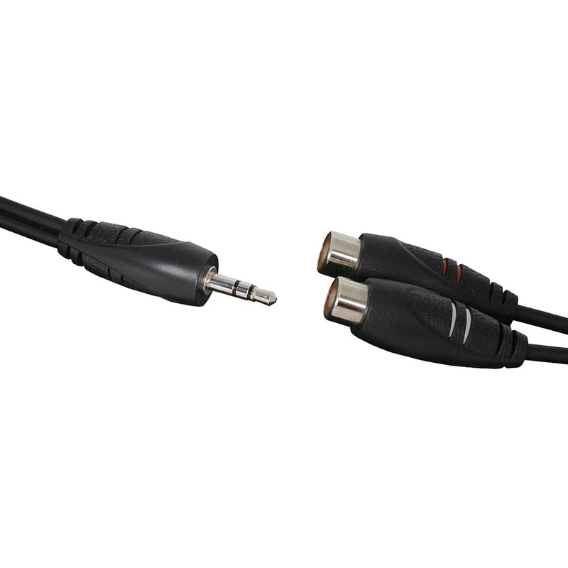 30cm Audio Cable (3.5mm Stereo Plug to 2x RCA Sockets)