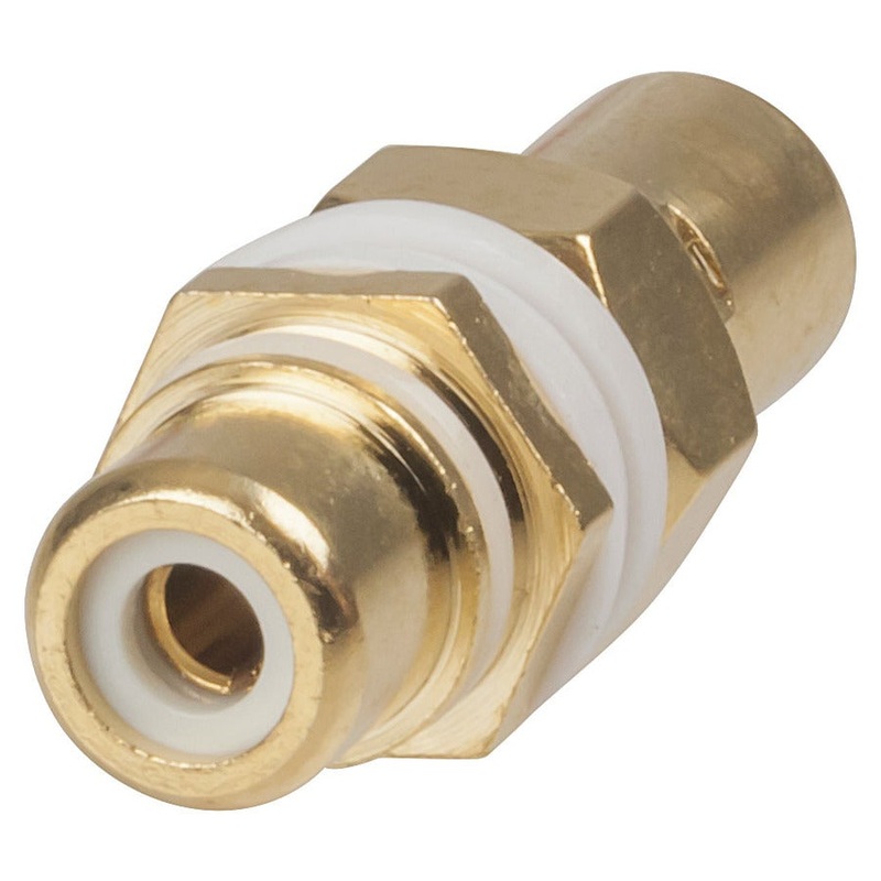 Panel Mount RCA Adaptor Skt - Skt White