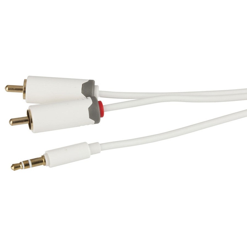 Slim 3.5mm Stereo Plug to 2 x RCA Plug Cable - 2m