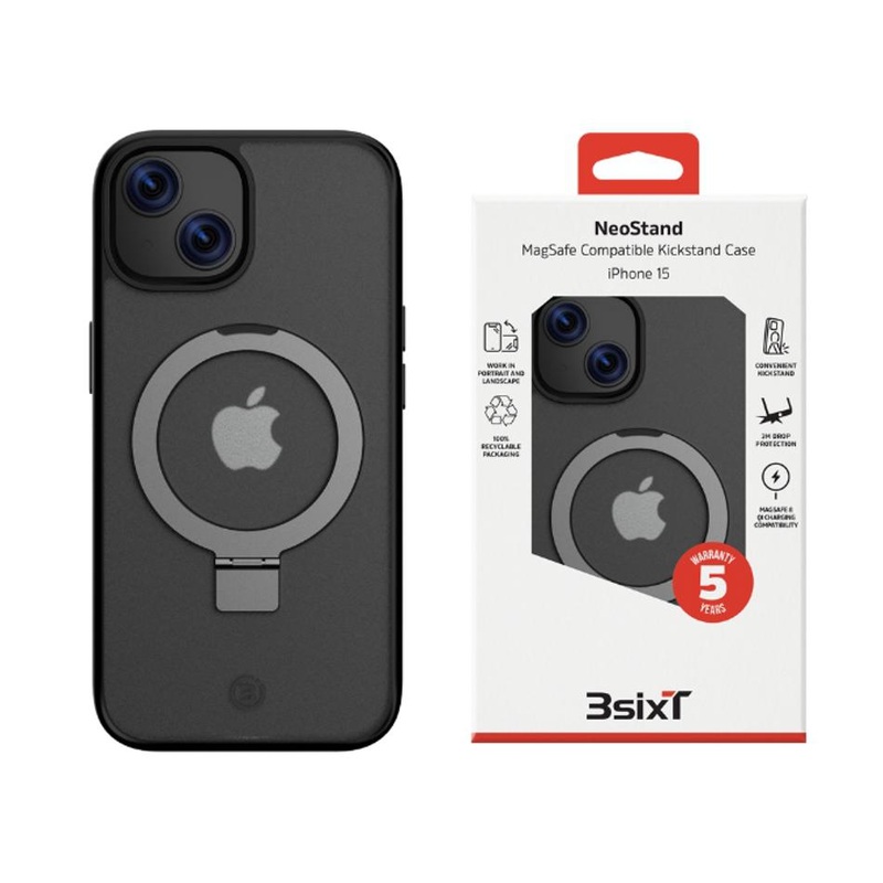 3sixT Neo Stand Iphone 15/14/13 (Ms)(Rc) Black 3S-2554