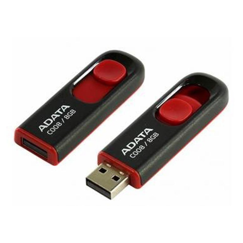 Adata C008 Retractable Usb2.0 Flash Drive 16Gb Black/Red FP313-R16