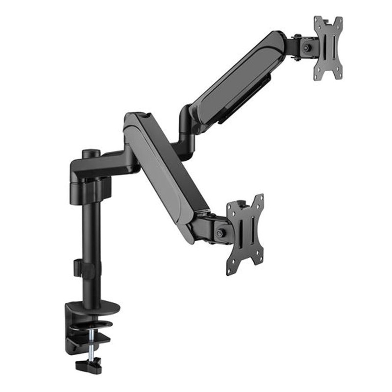 Brateck 17"-32" Pole-Mounted Gas Spring Dual Monitor Desk Mount