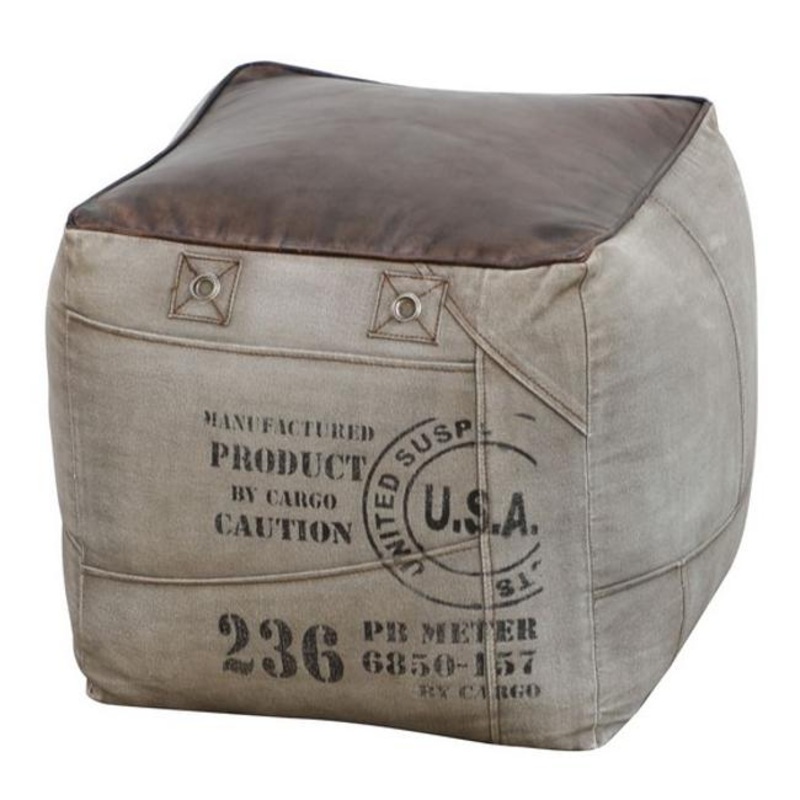 Rembrandt Canvas & Leather Ottoman KC1077