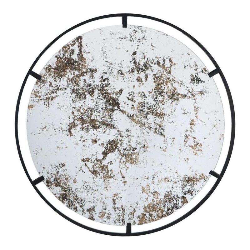 Rembrandt Round Antique Mirror W/ Metal Frame SE2598