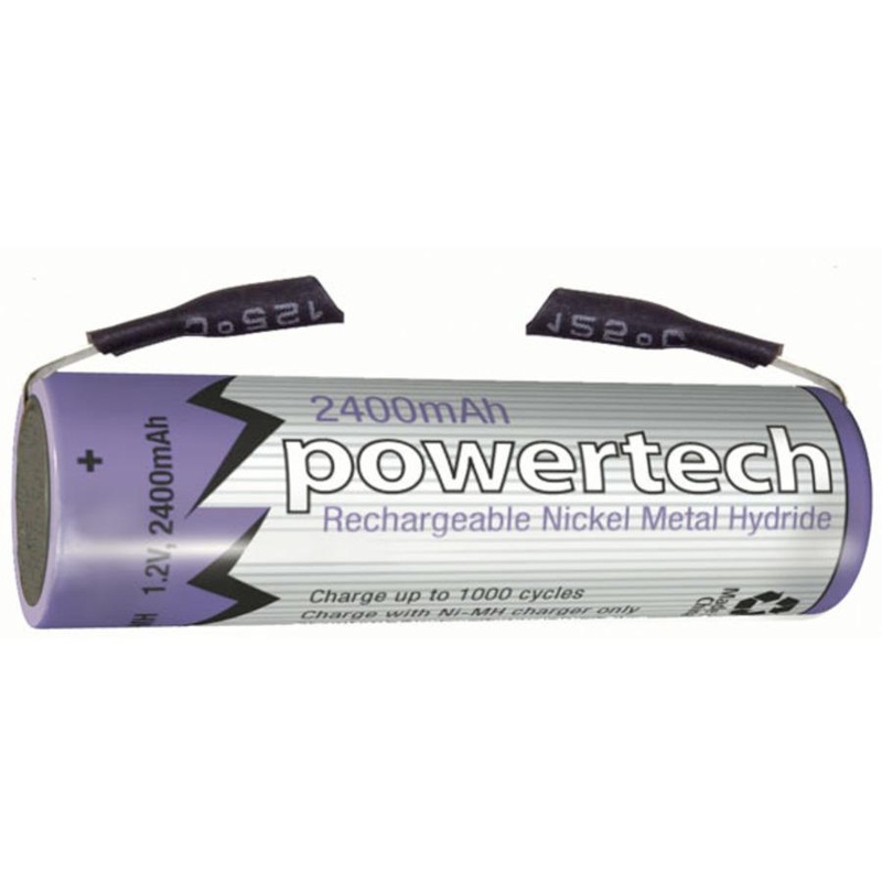 1.2V AA Rechargeable Ni-MH Powertech Battery - Solder Tag
