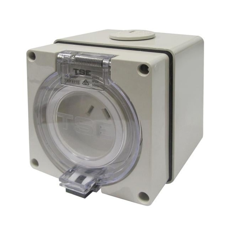 Tradesave Weatherproof Socket, 3 Pin 15A, Flat, Ip66, Stainless