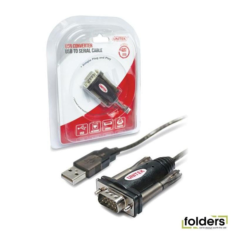 UNITEK 1.5m USB-A  to Serial DB9 RS232 Cable. Windows 10 Compatible.