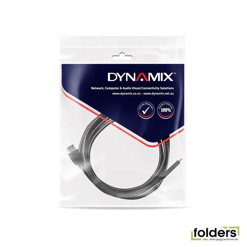 DYNAMIX 2M USB 3.1 USB-C Male to USB-A Female Cable. Black Colour.