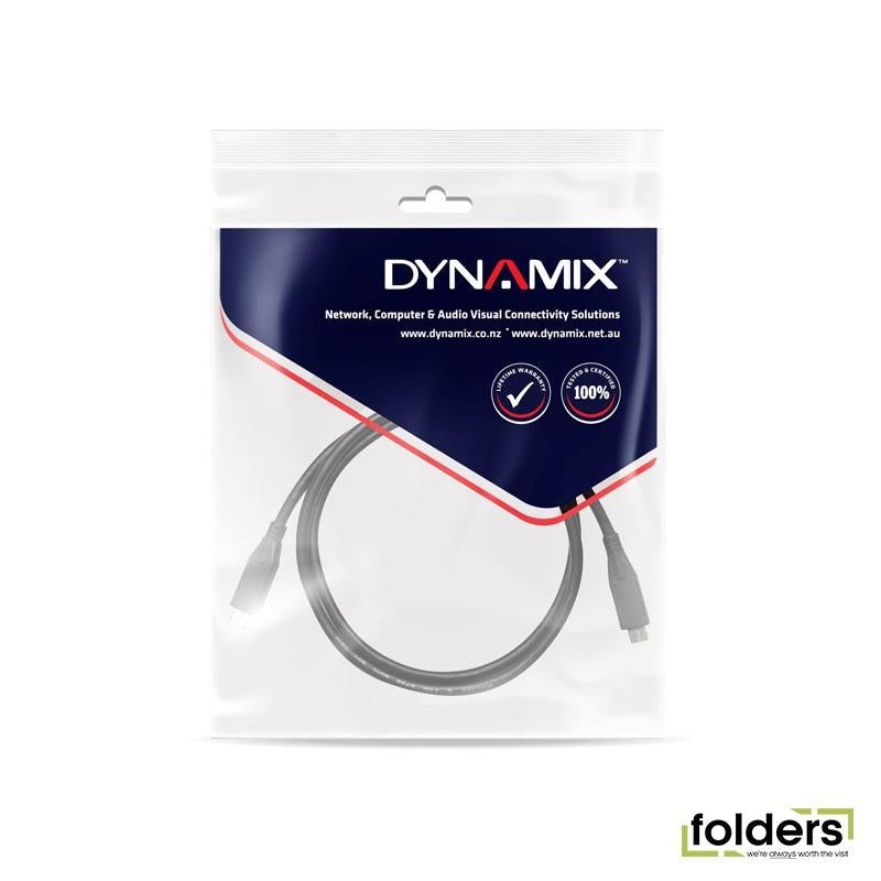 DYNAMIX 2M USB 3.1 USB-C Male to USB-C Male Cable. Black Colour.