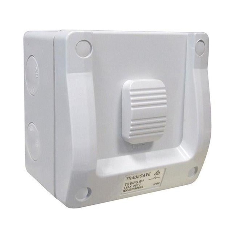 Tradesave 1 Gang Weatherproof Switch, 15A, Ip66, Grey Heavy Duty