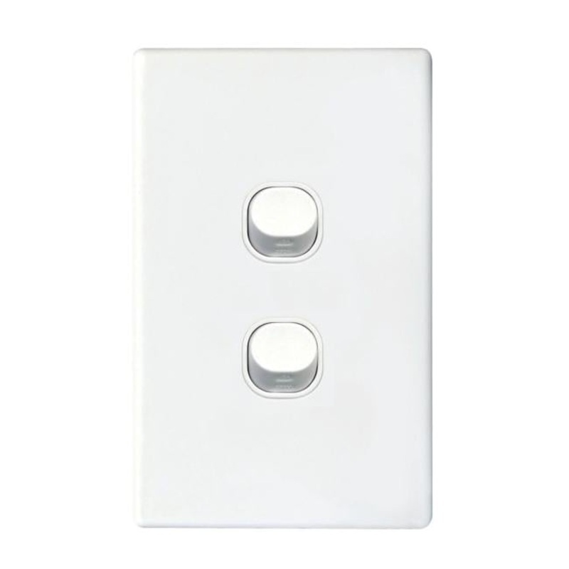 Tradesave 16A 2-Way Vertical 2 Gang Switch. Moulded In Flame Resistant