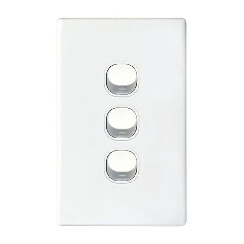 Tradesave 16A 2-Way Vertical 3 Gang Switch. Moulded In Flame Resistant