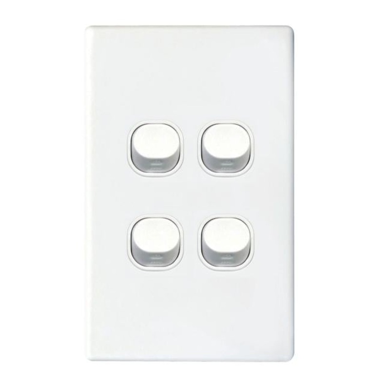 Tradesave 16A 2-Way Vertical 4 Gang Switch. Moulded In Flame Resistant