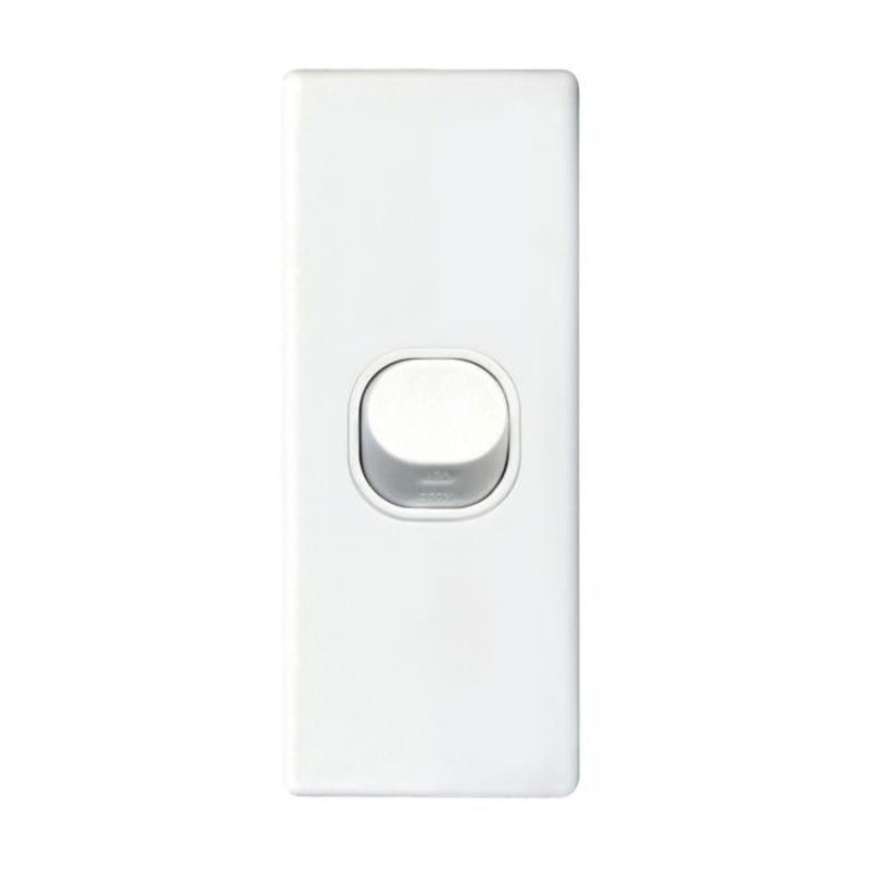 Tradesave Architrave Single 16A Vertical Switch. Moulded In Flame