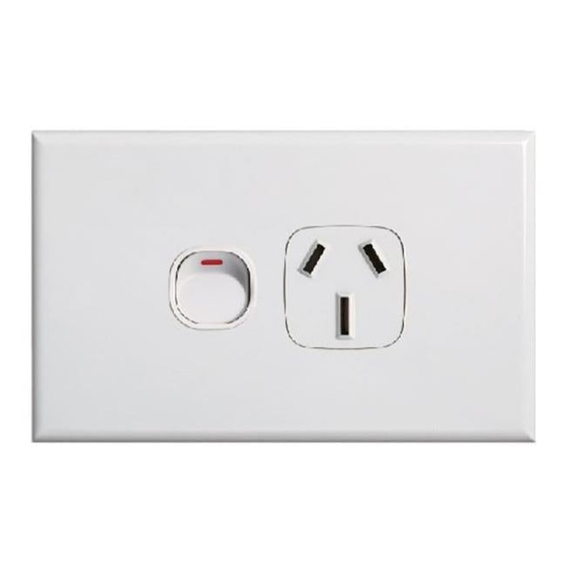 Tradesave Slim 10A Single Horizontal Power Point. Removable