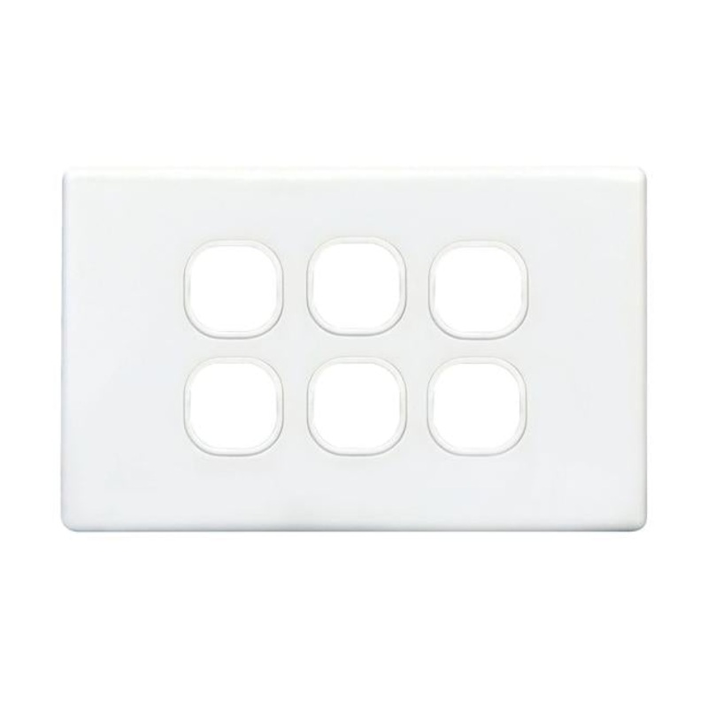 Tradesave Slim Switch Plate Only. 6 Gang. Accepts All Tradesave