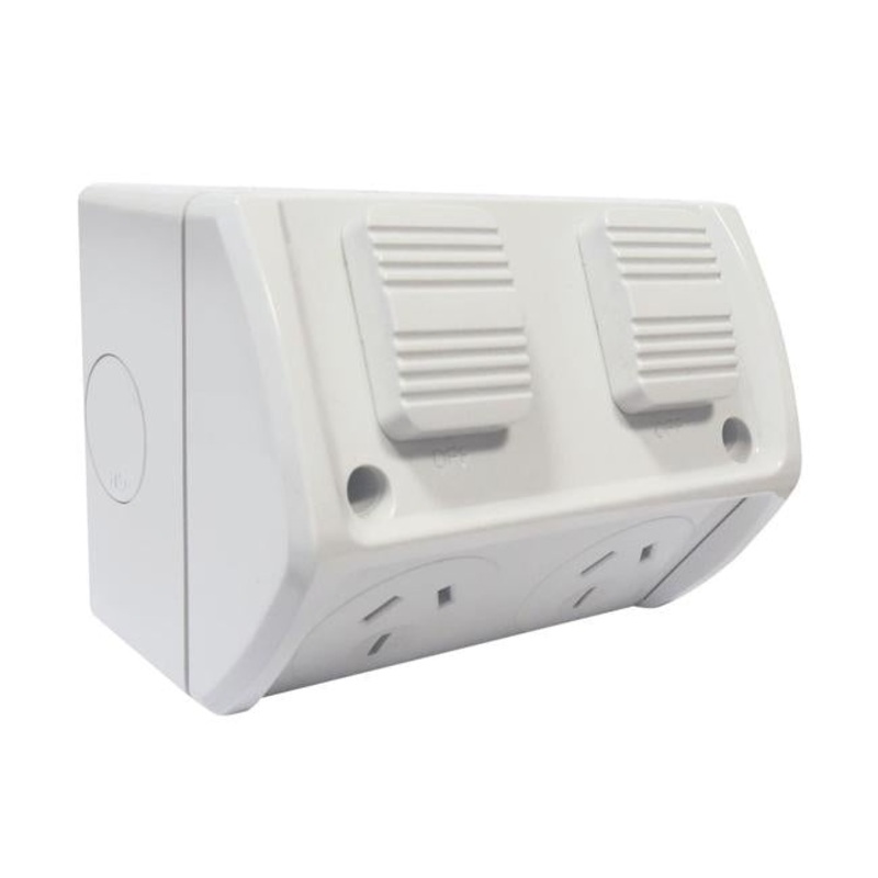 Tradesave Weatherproof Double Ip53 Outlet. Grey Heavy Duty