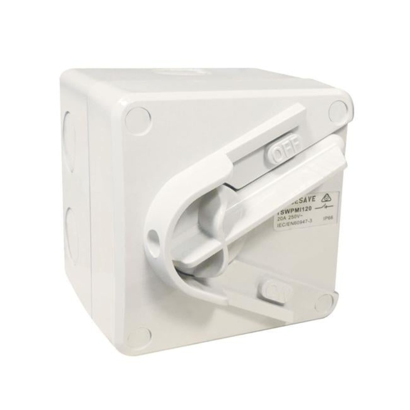 Tradesave Weatherproof Mini Isolator 1 Pole 240V 20A.