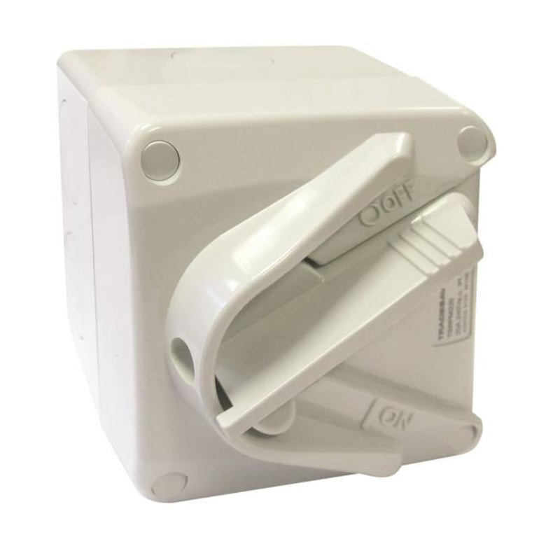Tradesave Weatherproof Mini Isolator 2 Pole 240V 20A.