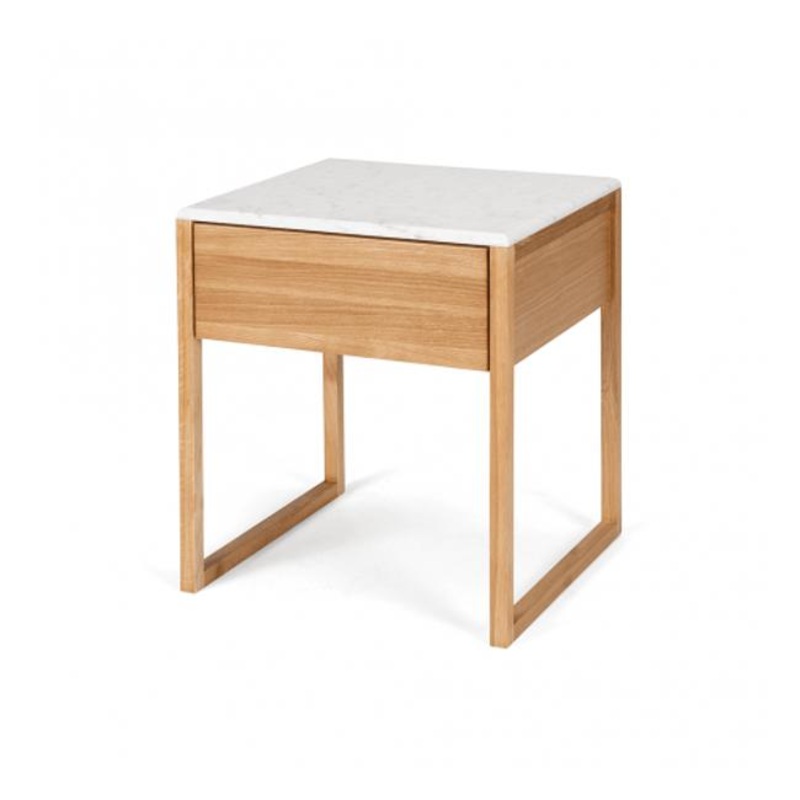 Avalon Natural Oak Side Table (Marble Top)