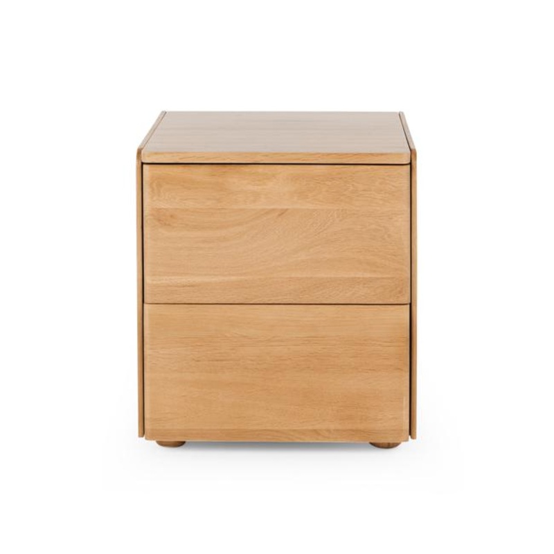 Cube Natural Oak Side Table 2drw (Oak Top)