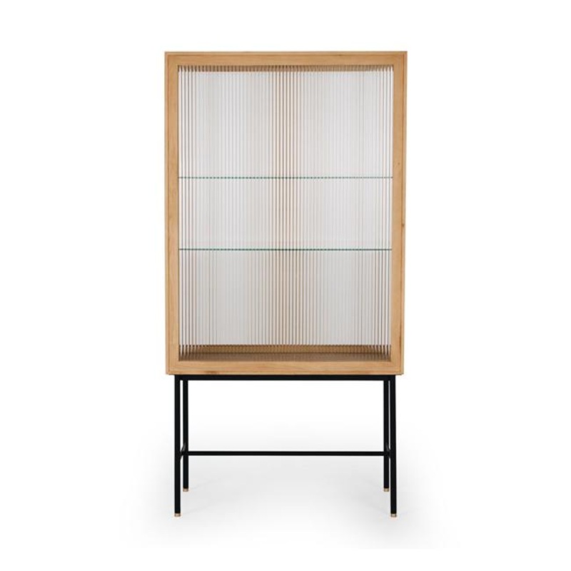 Kobe Highboard (Natural Oak) Fluted Glass
