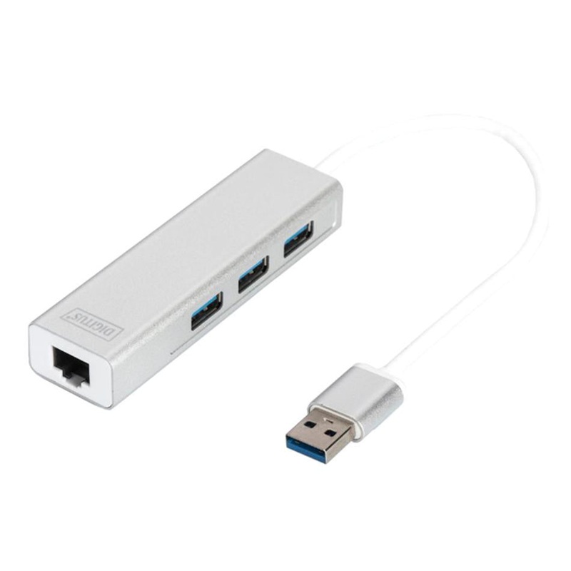 Digitus Usb 3.0 3-Port Hub & Gigabit Lan Adapter US539