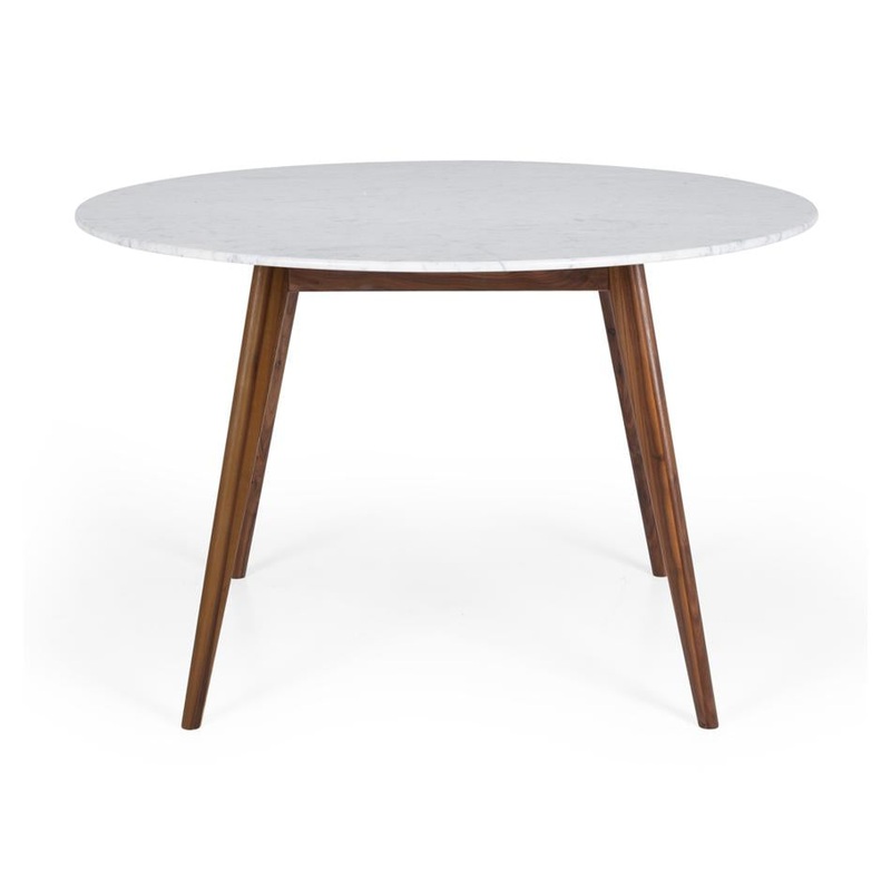 Radius 1.2m rd Marble Dining Table Walnut Leg