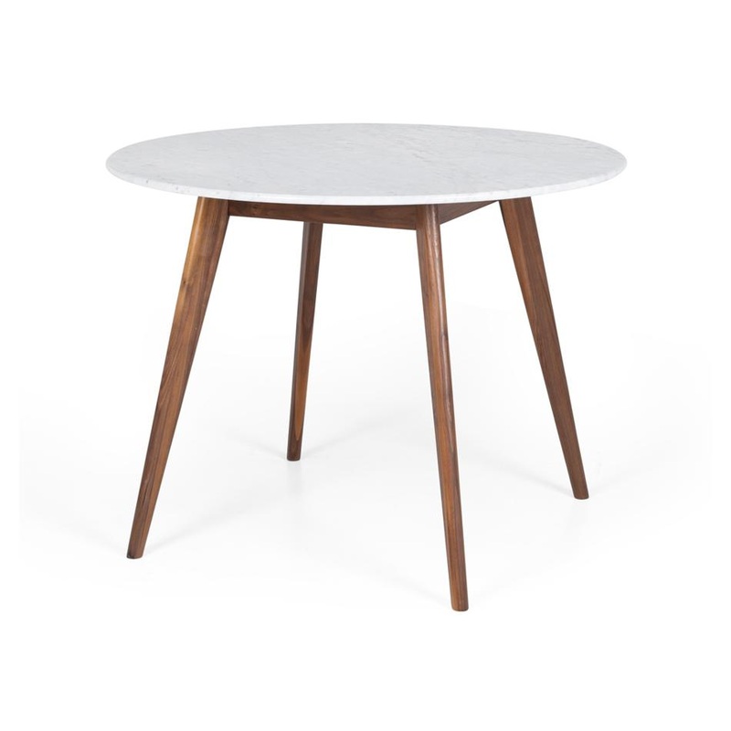 Radius 1m rd Marble Dining Table Walnut Leg