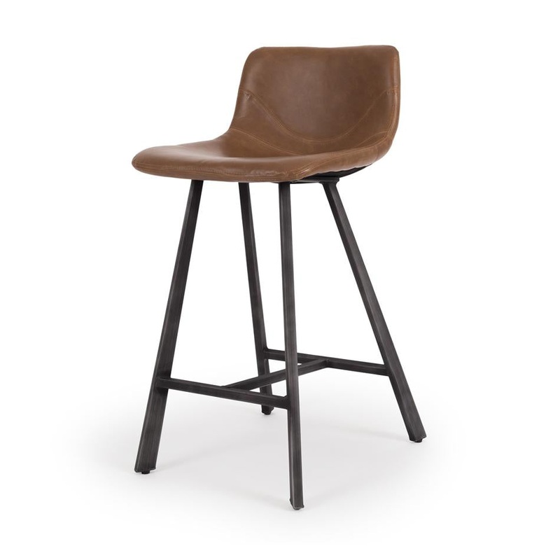 Rustic Vintage Cognac Bar Stool