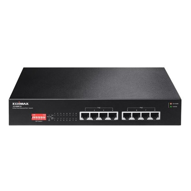 Edimax 8 Port 10/100/1000 Gigabit Poe+ Switch With Dip Switch.