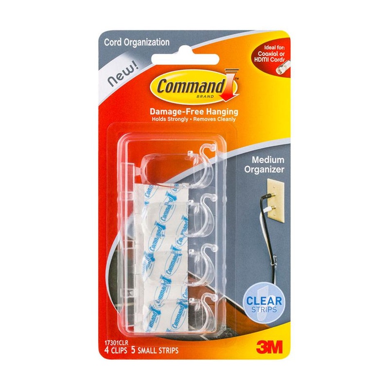 Command Cord Organisers 17301CLR Medium Clear, Pack of 4