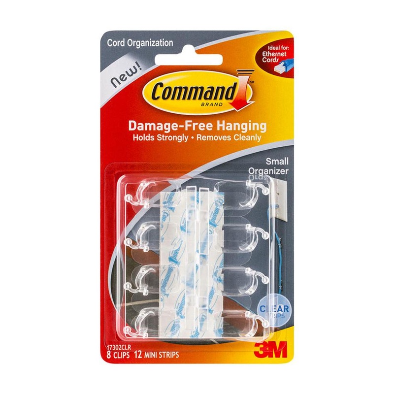 Command Cord Organisers 17302CLR Small Clear, Pack of 8