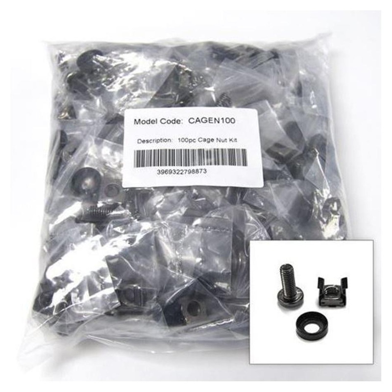 Dynamix 100Pc Pack, 3 Piece Cage Nut. Bagged CAGEN100BK