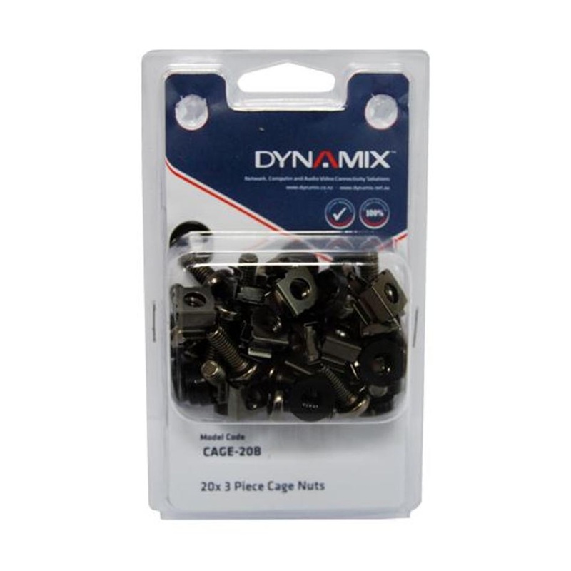 Dynamix 20Pc Pack, 3 Piece Cage Nut, Black  CAGE-20B