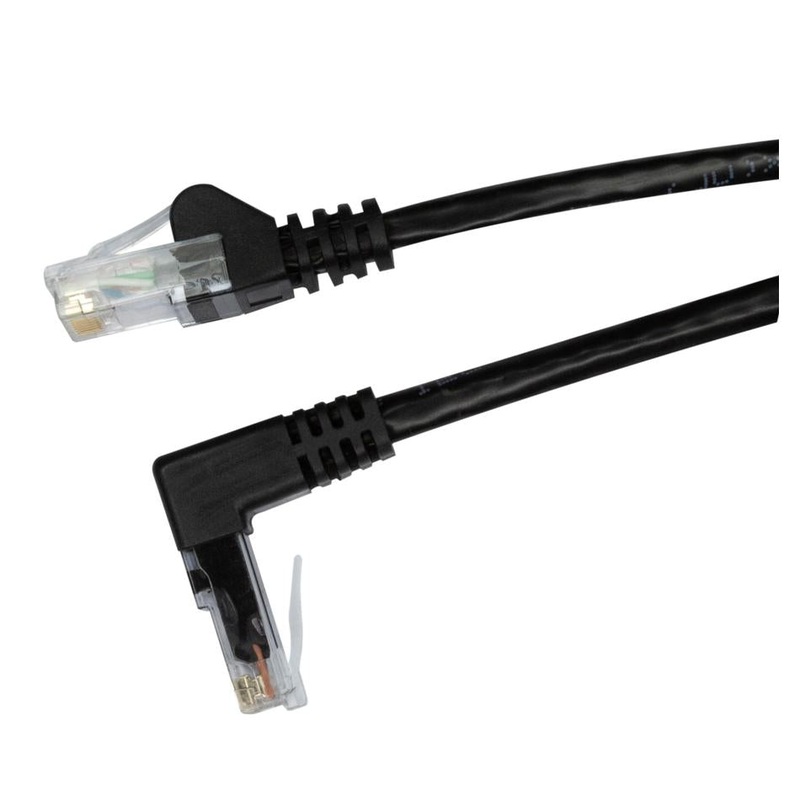 Dynamix 0.5-2m Cat6 Black UTP Right Angled Patch Lead T568A