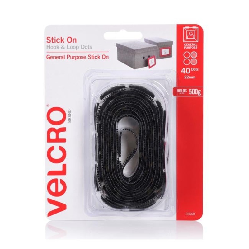Velcro Brand 22Mm Stick On Hook & Loop Dots. Pack Of 40. Designed For