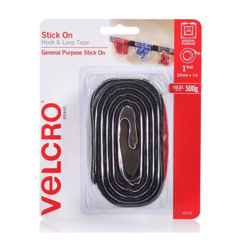 Velcro Brand 25mm X 1m Stick On Hook & Loop Tape