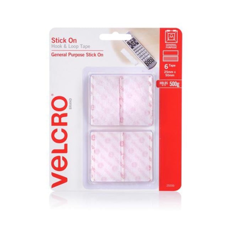 Velcro Brand 25Mm X 50Mm Hook & Loop Pre-Cut Stick On 6 Pack
