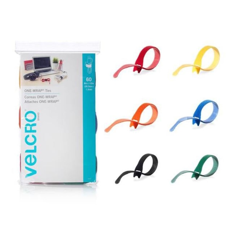 Velcro One-Wrap 203Mm X 12M Multicolour Pre-Cut Cable Ties.