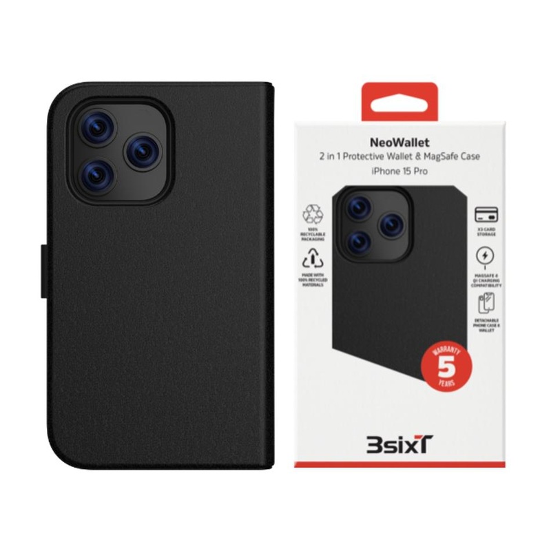 3sixT Neo Wallet Iphone 15 Pro (Ms)(Rc) Black 3S-2540