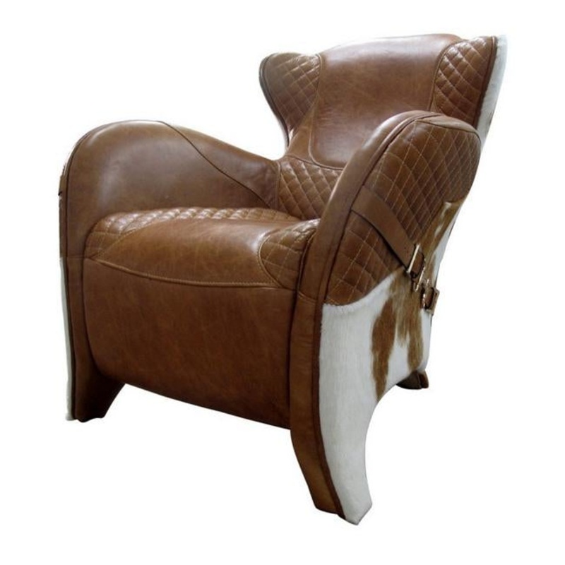 Rembrandt Rodeo Single Chair Columbia Brown with Cow Skin AF2107