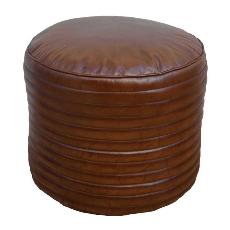 Rembrandt Leather Circle Pouf Footstool KC1199