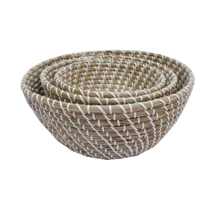 Rembrandt Set Of 3 Seagrass Basket With Plastic Weaving AD2003
