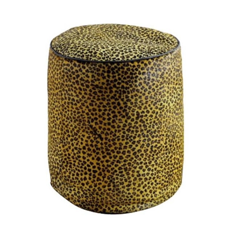 Rembrandt Leopard Hairon Cow Hide Pouf KC1216